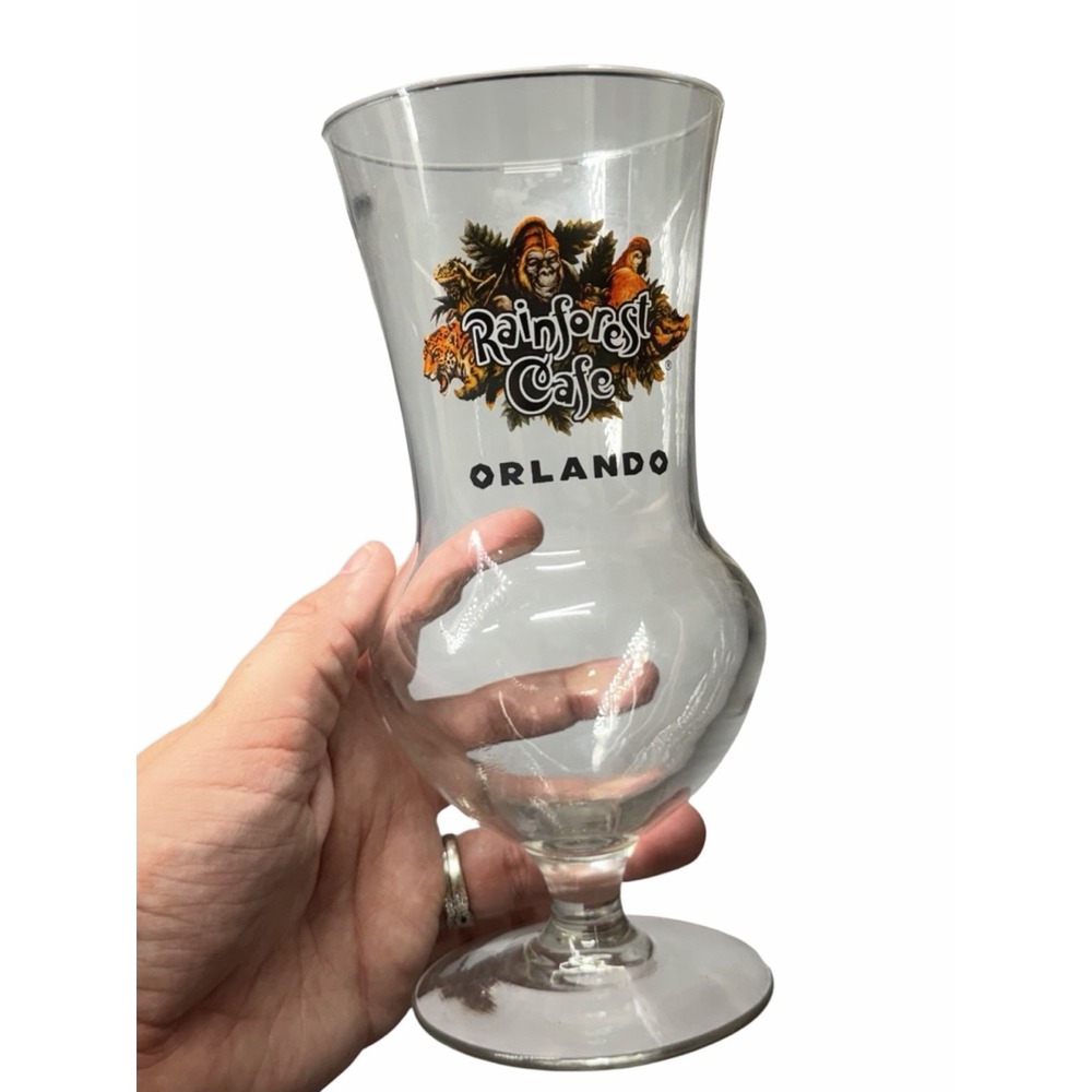 Rainforest Cafe Orlando Hurricane Souvenir Glass 16 oz Stemmed Glass